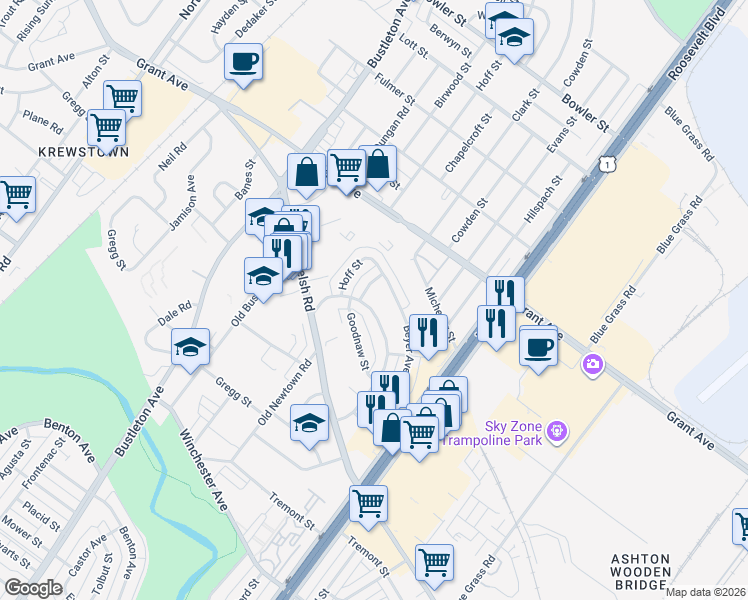 map of restaurants, bars, coffee shops, grocery stores, and more near 1918 Nester Street in Philadelphia