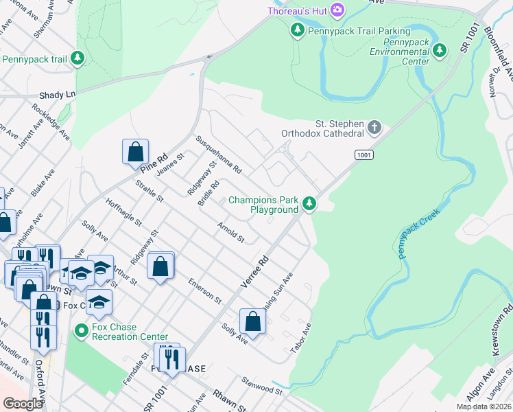 map of restaurants, bars, coffee shops, grocery stores, and more near 8510 Bergen Place in Philadelphia