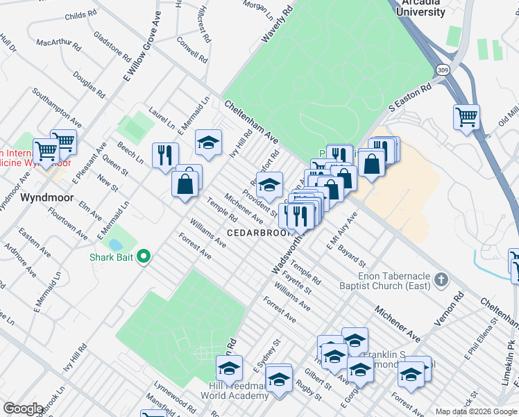 map of restaurants, bars, coffee shops, grocery stores, and more near in Philadelphia