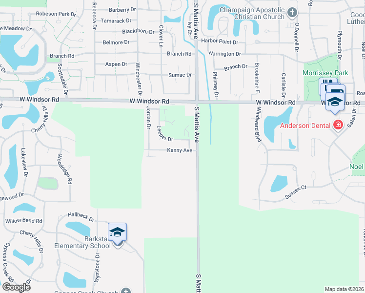 map of restaurants, bars, coffee shops, grocery stores, and more near 1809 Kenny Avenue in Champaign