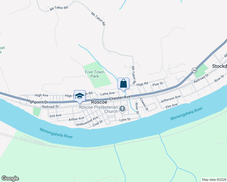 map of restaurants, bars, coffee shops, grocery stores, and more near 408 Furlong Avenue in Roscoe