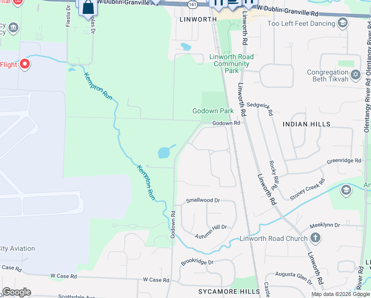 map of restaurants, bars, coffee shops, grocery stores, and more near 5970 Godown Road in Columbus