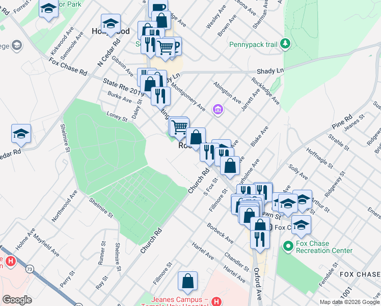 map of restaurants, bars, coffee shops, grocery stores, and more near 210 Lynwood Avenue in Rockledge