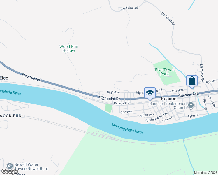 map of restaurants, bars, coffee shops, grocery stores, and more near 511 High Avenue in Elco