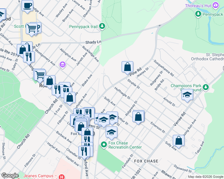 map of restaurants, bars, coffee shops, grocery stores, and more near in Philadelphia
