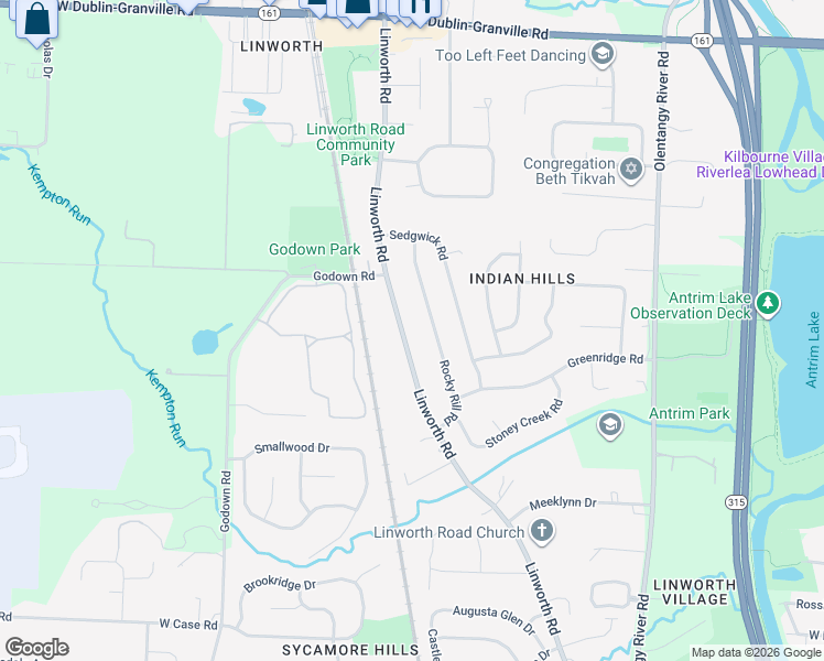 map of restaurants, bars, coffee shops, grocery stores, and more near 5728 Linworth Road in Columbus