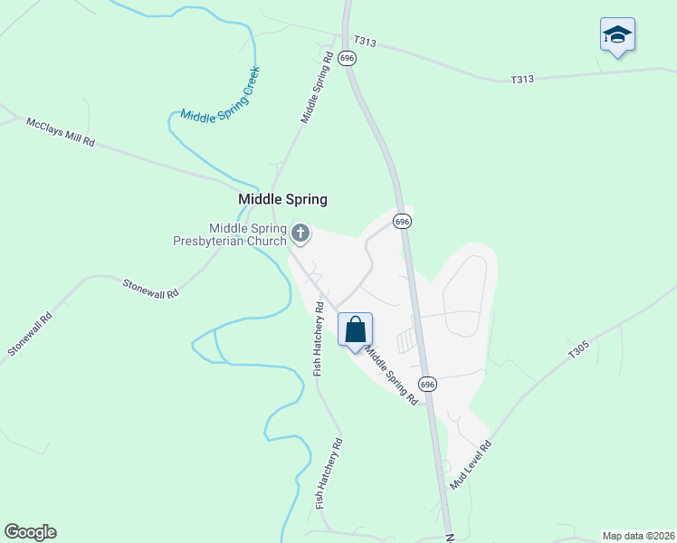 map of restaurants, bars, coffee shops, grocery stores, and more near 125 Middle Spring Road in Shippensburg