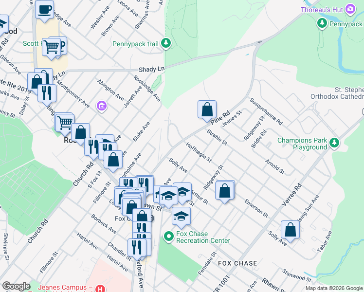 map of restaurants, bars, coffee shops, grocery stores, and more near in Philadelphia