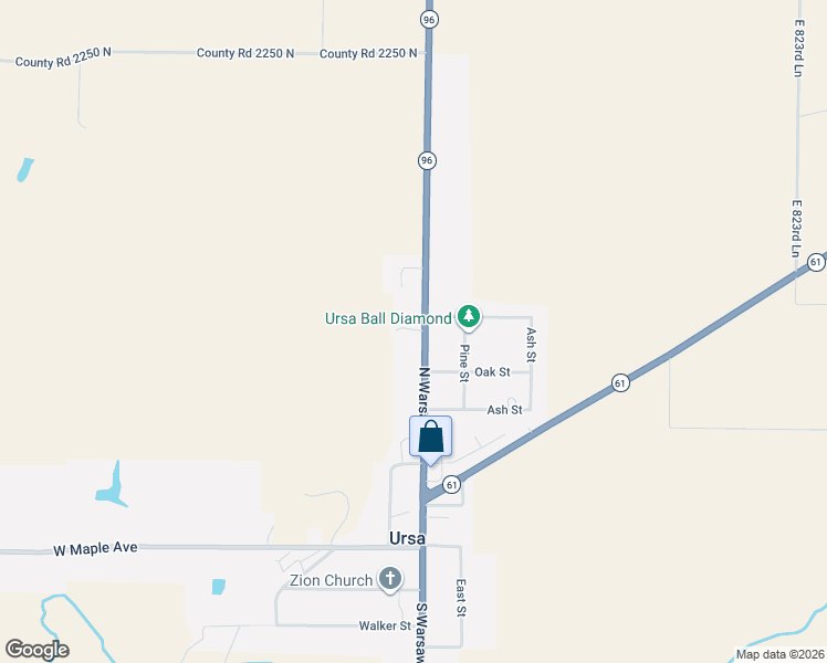 map of restaurants, bars, coffee shops, grocery stores, and more near 100 Birch Street in Ursa