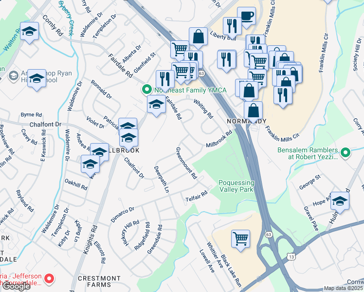 map of restaurants, bars, coffee shops, grocery stores, and more near 4219 Greenmount Road in Philadelphia