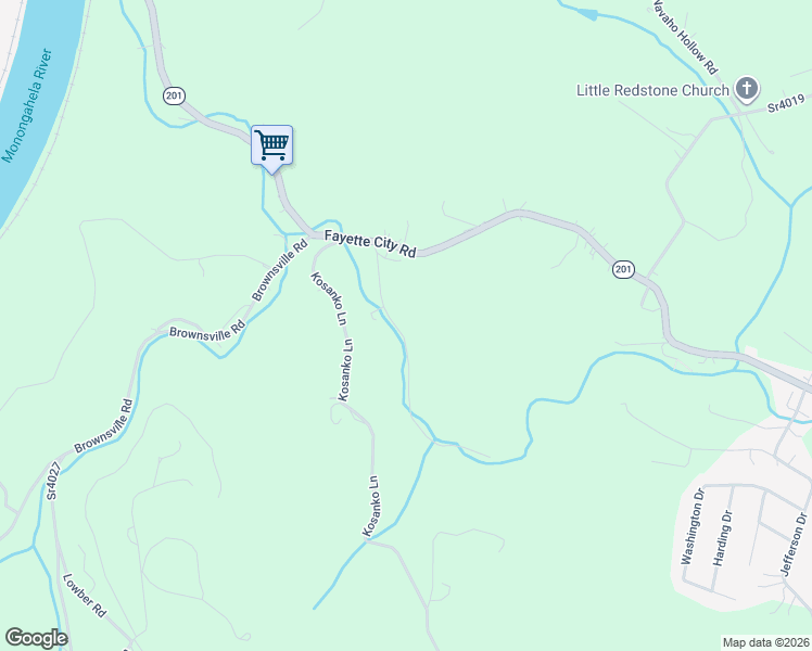 map of restaurants, bars, coffee shops, grocery stores, and more near 2570 Overlake Boulevard in Fayette City