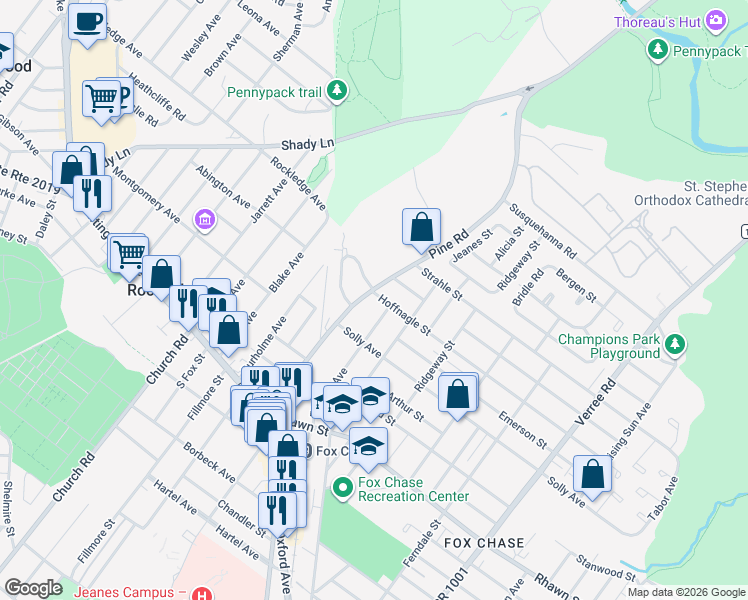 map of restaurants, bars, coffee shops, grocery stores, and more near in Philadelphia