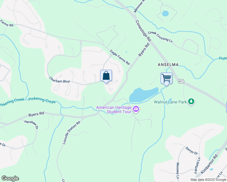 map of restaurants, bars, coffee shops, grocery stores, and more near 1230 Huntsman Way in Chester Springs