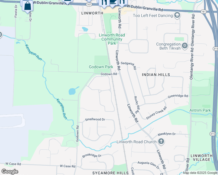 map of restaurants, bars, coffee shops, grocery stores, and more near 6029 Shadow Lake Circle in Columbus