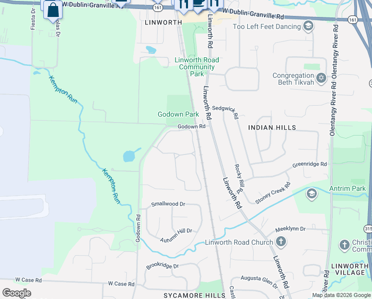 map of restaurants, bars, coffee shops, grocery stores, and more near 1349 Island Bay Drive in Columbus