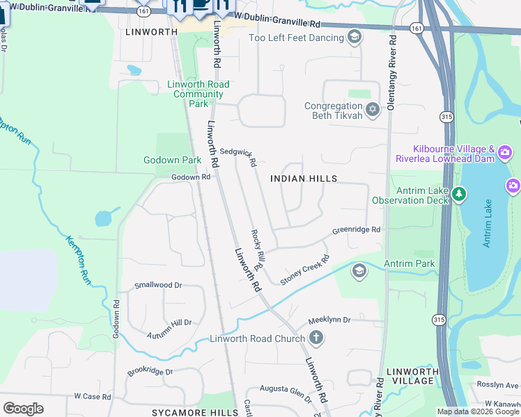 map of restaurants, bars, coffee shops, grocery stores, and more near 5996 Rocky Rill Road in Columbus