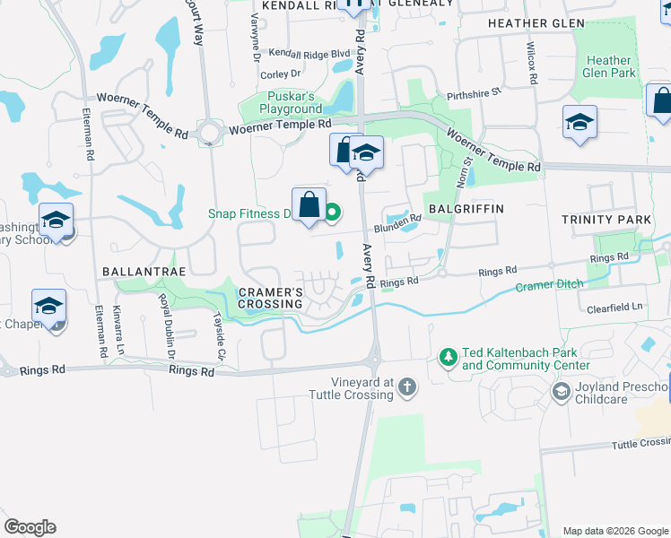 map of restaurants, bars, coffee shops, grocery stores, and more near 6255 Corporate Center Drive in Dublin
