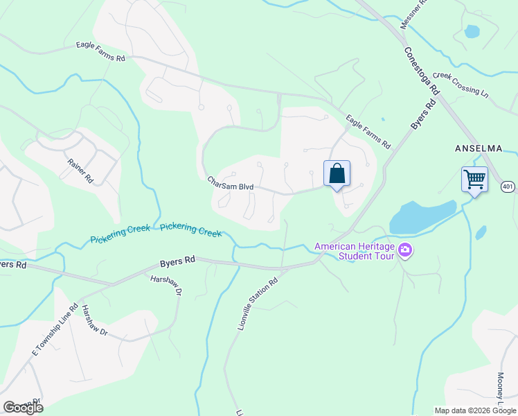 map of restaurants, bars, coffee shops, grocery stores, and more near 900 Samantha Circle in Chester Springs