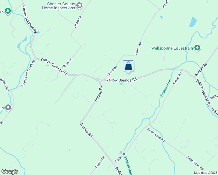map of restaurants, bars, coffee shops, grocery stores, and more near 1179 Meredith Lane in Chester Springs
