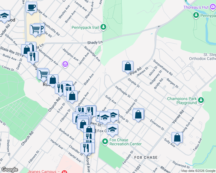 map of restaurants, bars, coffee shops, grocery stores, and more near in Philadelphia