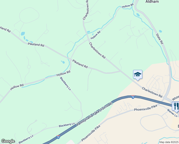 map of restaurants, bars, coffee shops, grocery stores, and more near 20 Constant Spring Road in Malvern