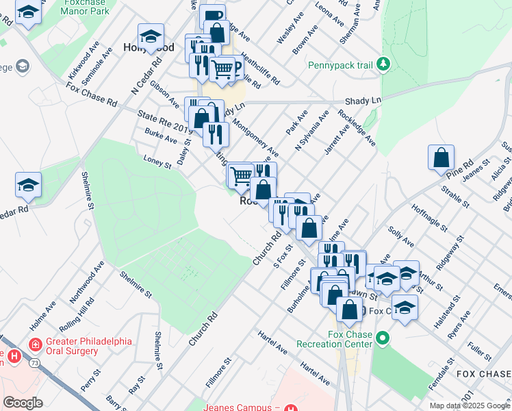 map of restaurants, bars, coffee shops, grocery stores, and more near in Rockledge