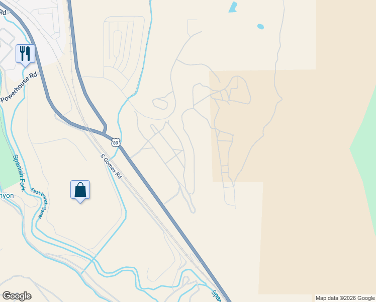 map of restaurants, bars, coffee shops, grocery stores, and more near 5326 South Acacia Drive in Spanish Fork
