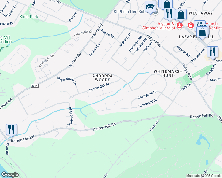 map of restaurants, bars, coffee shops, grocery stores, and more near 2111 Magnolia Lane in Montgomery County