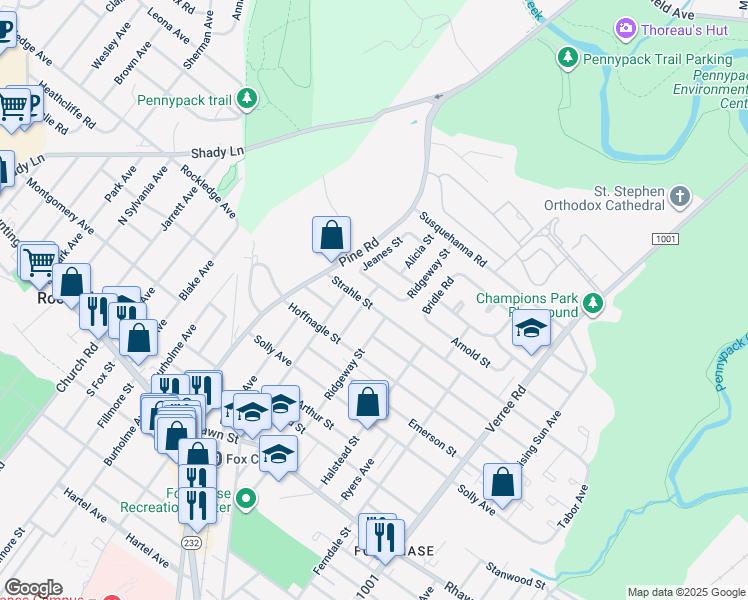 map of restaurants, bars, coffee shops, grocery stores, and more near 519 Strahle Street in Philadelphia