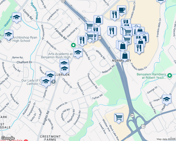 map of restaurants, bars, coffee shops, grocery stores, and more near 4200 Greenmount Road in Philadelphia