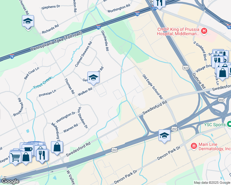 map of restaurants, bars, coffee shops, grocery stores, and more near 182 Rehoboth Road in Wayne
