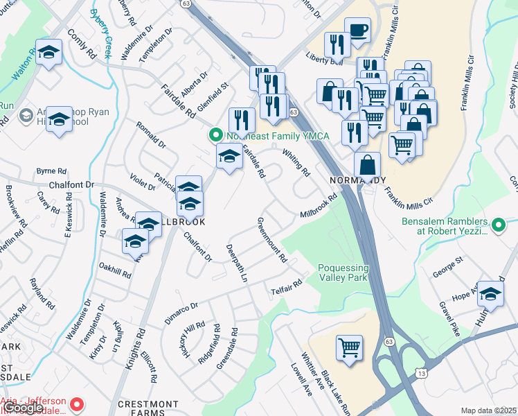 map of restaurants, bars, coffee shops, grocery stores, and more near 4214 Greenmount Road in Philadelphia