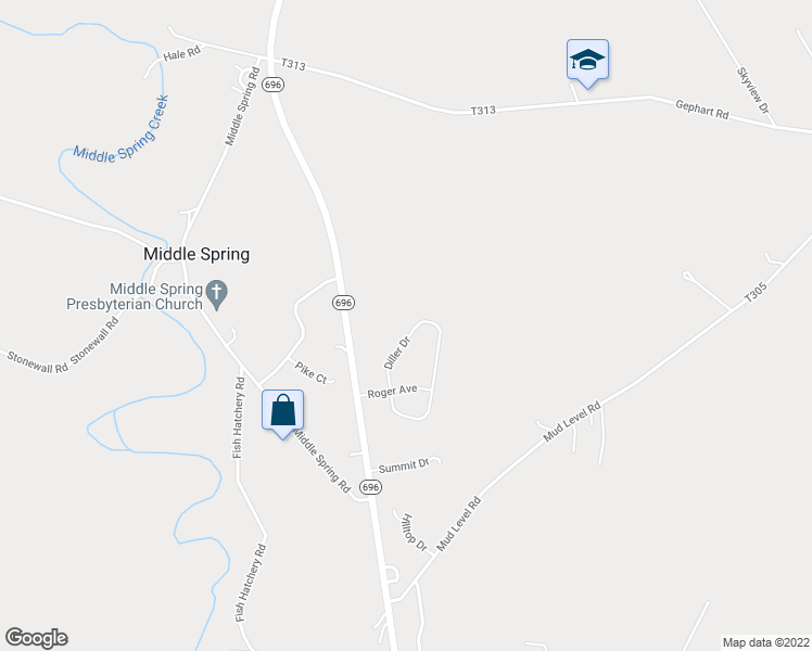 map of restaurants, bars, coffee shops, grocery stores, and more near 79 Diller Dr in Shippensburg