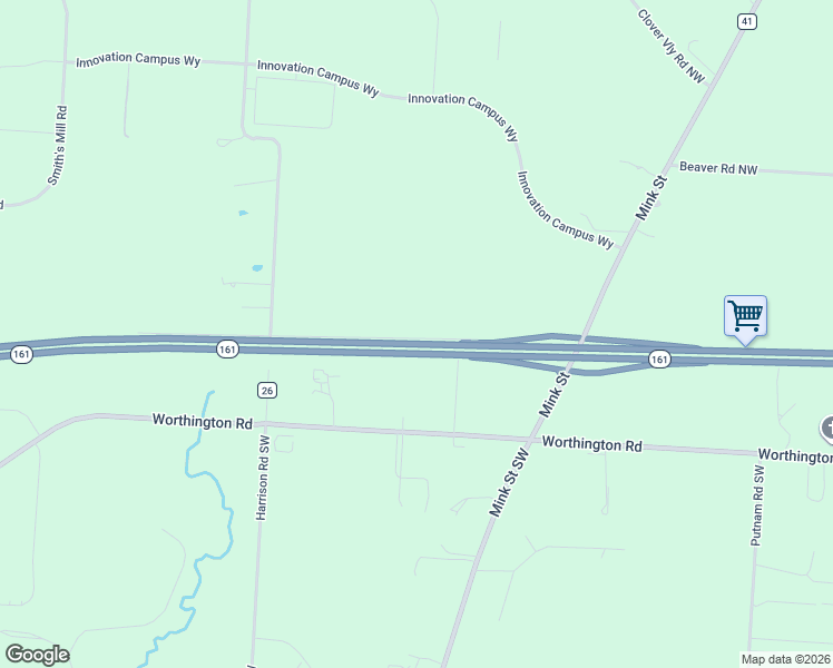 map of restaurants, bars, coffee shops, grocery stores, and more near 12820 Worthington Road in Pataskala