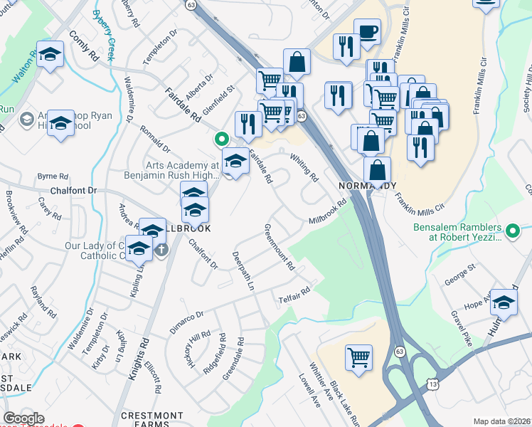 map of restaurants, bars, coffee shops, grocery stores, and more near 4200 Greenmount Road in Philadelphia