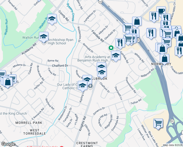 map of restaurants, bars, coffee shops, grocery stores, and more near 9 Biggans Place in Philadelphia