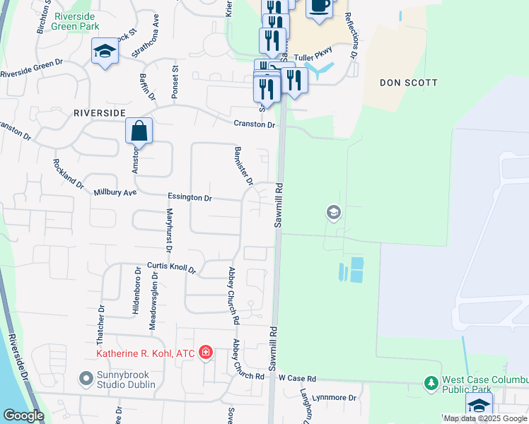 map of restaurants, bars, coffee shops, grocery stores, and more near 6194 Michaelkenney Lane in Columbus