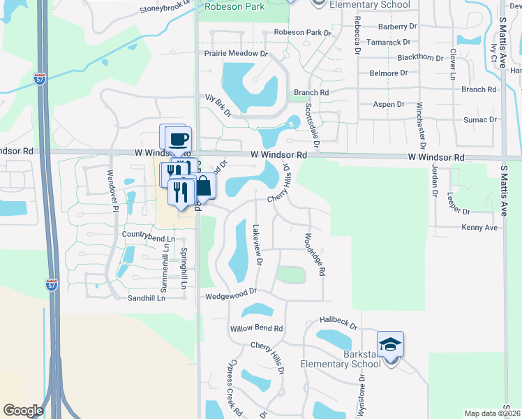 map of restaurants, bars, coffee shops, grocery stores, and more near in Champaign County