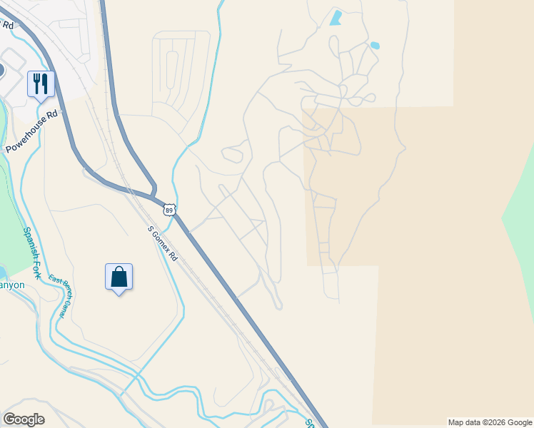 map of restaurants, bars, coffee shops, grocery stores, and more near 5298 South Acacia Drive in Spanish Fork