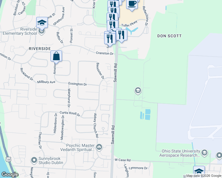 map of restaurants, bars, coffee shops, grocery stores, and more near 6194 Michaelkenney Lane in Columbus