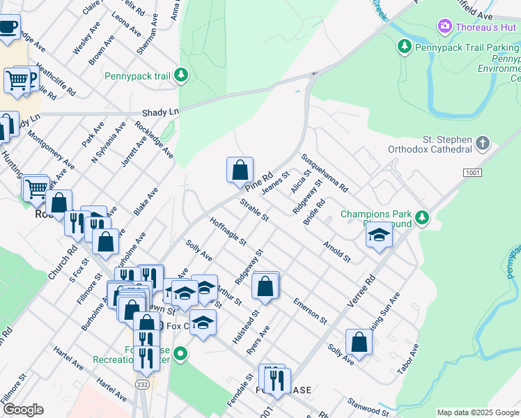 map of restaurants, bars, coffee shops, grocery stores, and more near 509 Strahle Street in Philadelphia