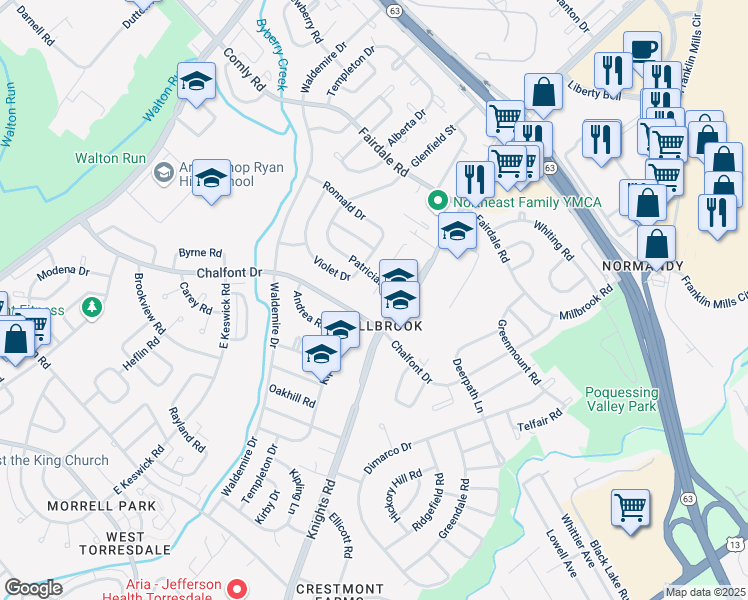 map of restaurants, bars, coffee shops, grocery stores, and more near 9 Biggans Place in Philadelphia