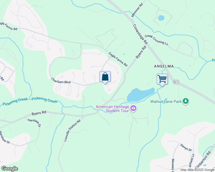 map of restaurants, bars, coffee shops, grocery stores, and more near 1230 Huntsman Way in Chester Springs