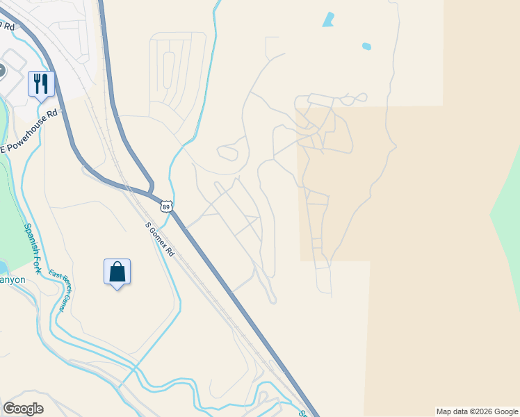 map of restaurants, bars, coffee shops, grocery stores, and more near 5290 South Acacia Drive in Spanish Fork