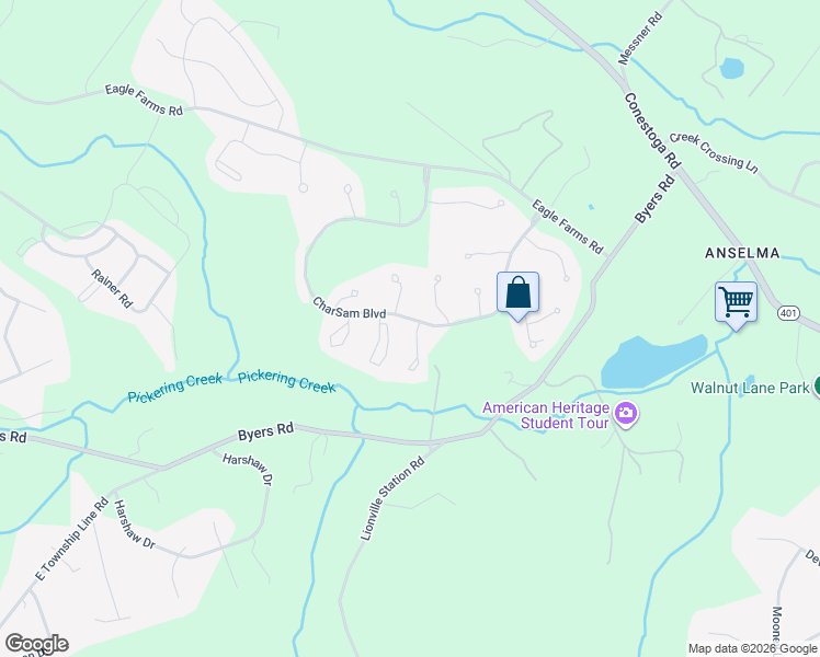 map of restaurants, bars, coffee shops, grocery stores, and more near 900 Samantha Circle in Chester Springs
