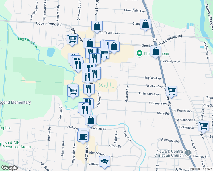 map of restaurants, bars, coffee shops, grocery stores, and more near 300 Executive Drive South in Newark