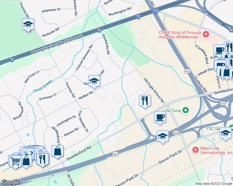 map of restaurants, bars, coffee shops, grocery stores, and more near 182 Rehoboth Road in Wayne