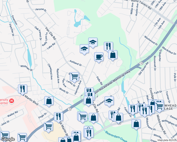 map of restaurants, bars, coffee shops, grocery stores, and more near 174 Glenmore Street in Brick