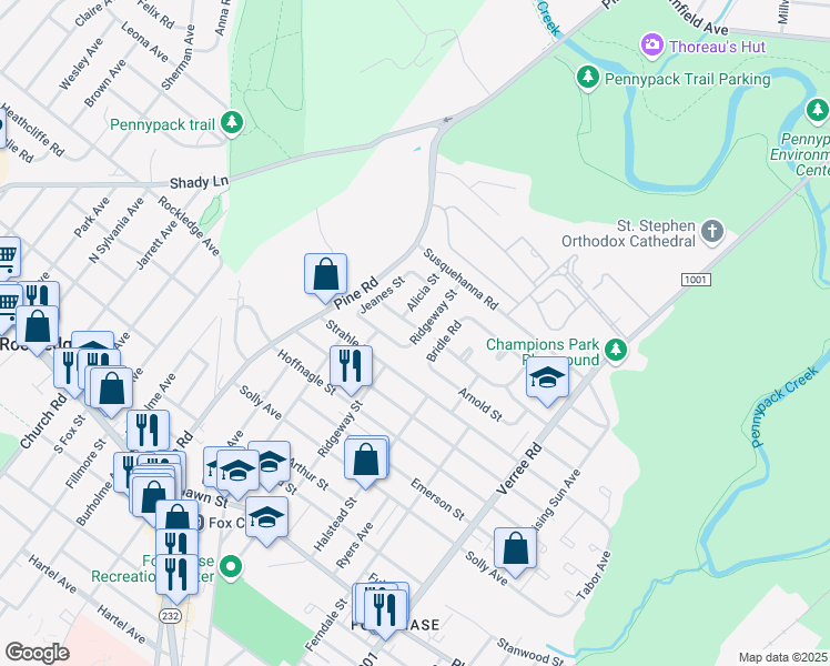 map of restaurants, bars, coffee shops, grocery stores, and more near 556 Ridgeway Street in Philadelphia
