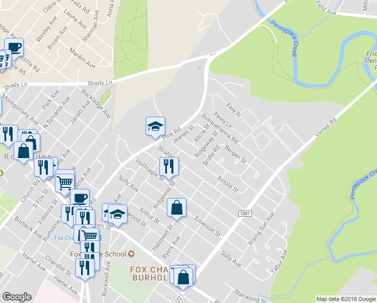 map of restaurants, bars, coffee shops, grocery stores, and more near 537 Arnold Street in Philadelphia